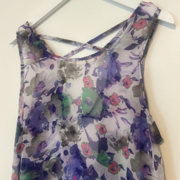 Sheer Purple Floral Swim Coverup, One Size - Picture 2 of 9